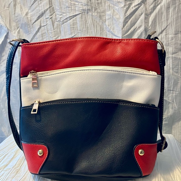 Handbags - Stylish Red, White, & Black Women's Bag